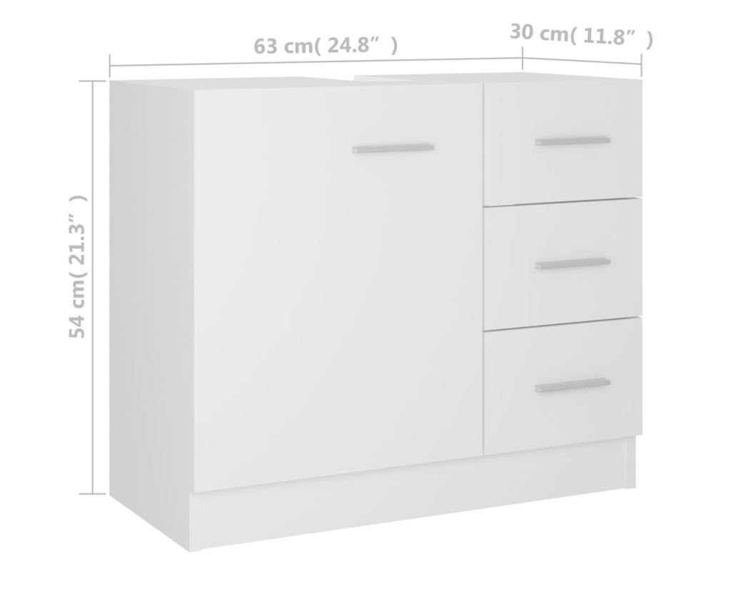 Маска за мивка, бяла, 63 х 30 х 54 см, ПДЧ - 8