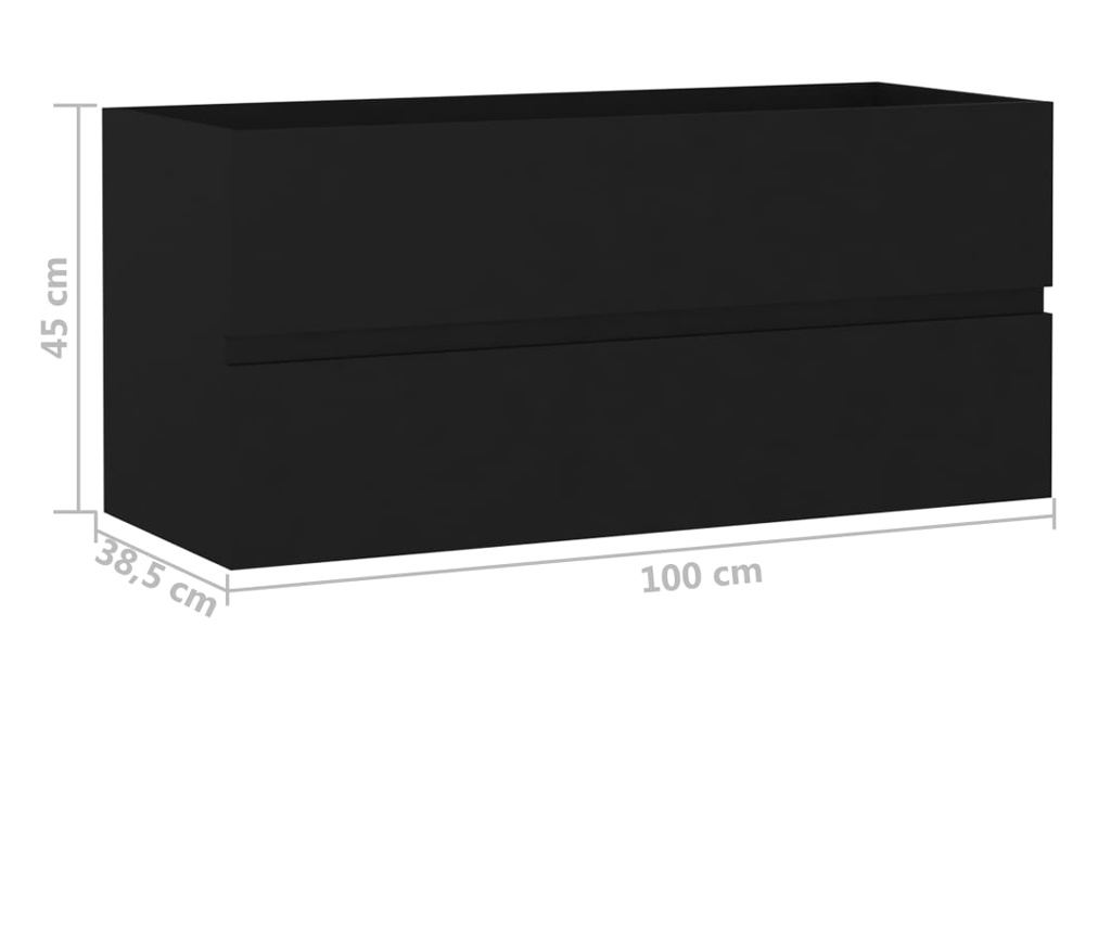 Шкаф за мивка, черен, 100х38.5х45 см, ПДЧ - 7