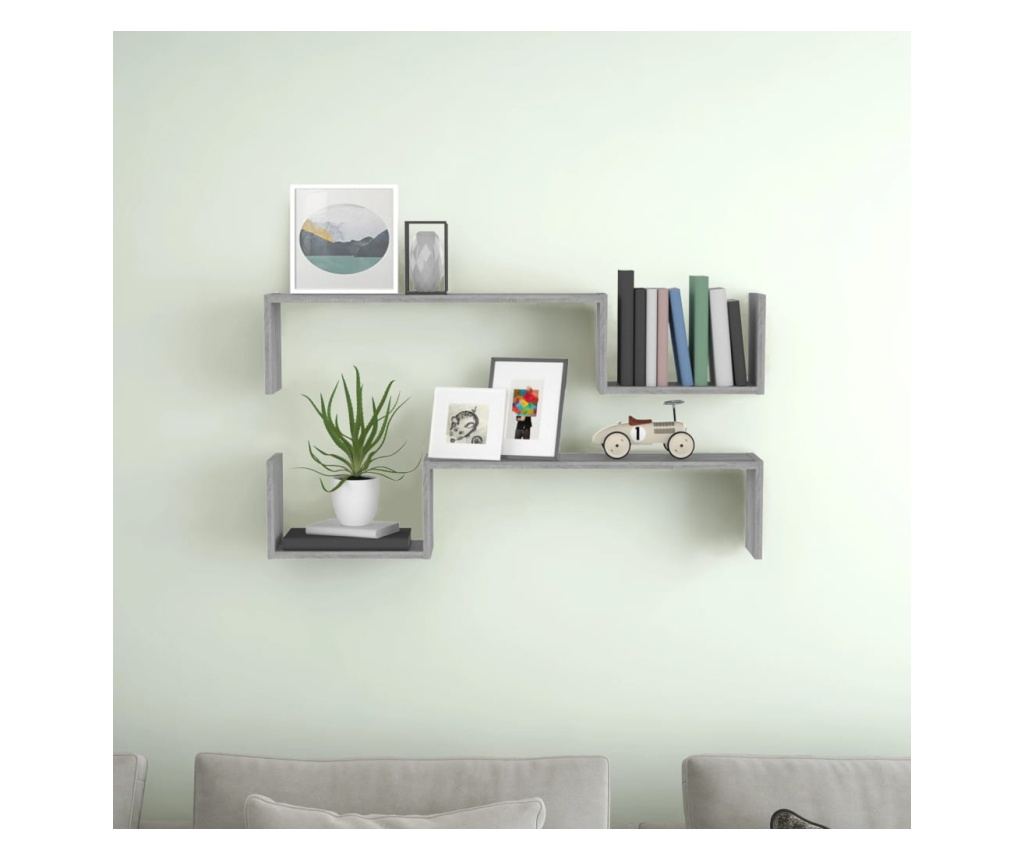 Falik sarokpolc 2 db sonoma szürke 100x15x20 cm feldolgozott fa - 3