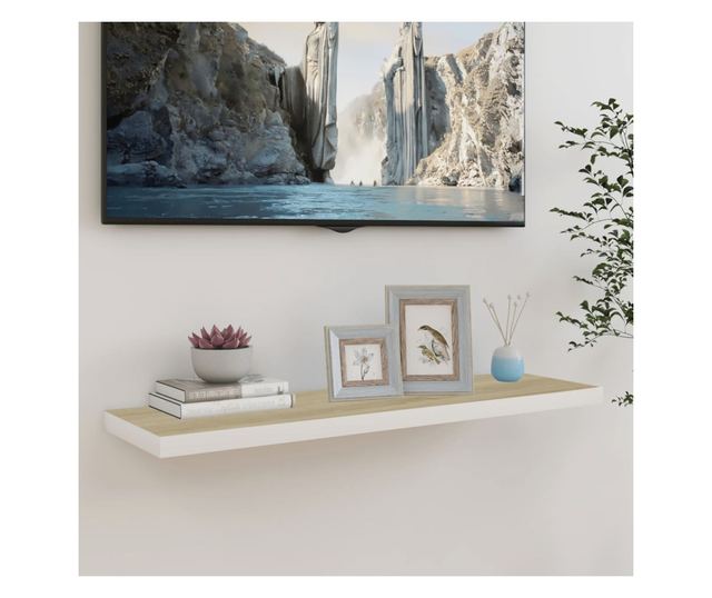 Fali polc tlgy s fehr, 90x23,5x3,8 cm, MDF