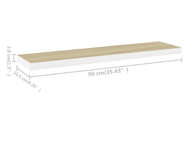 Fali polc tlgy s fehr, 90x23,5x3,8 cm, MDF
