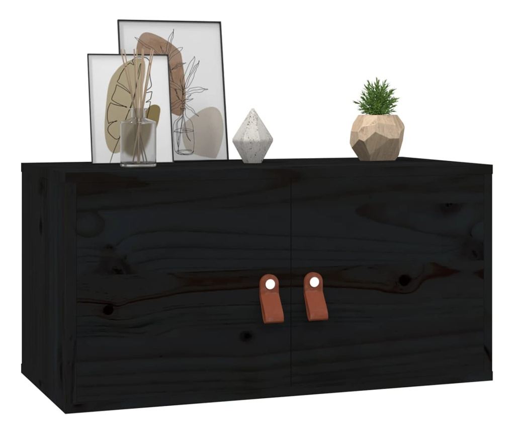 Omara, črna, 60x30x30 cm, masivno borovo les - 6