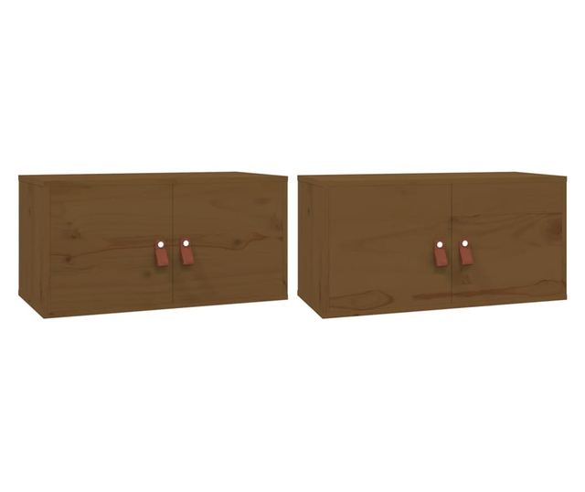 Wall Cabinets 2 pcs Honey Brown 60x30x30 cm Solid Pinewood