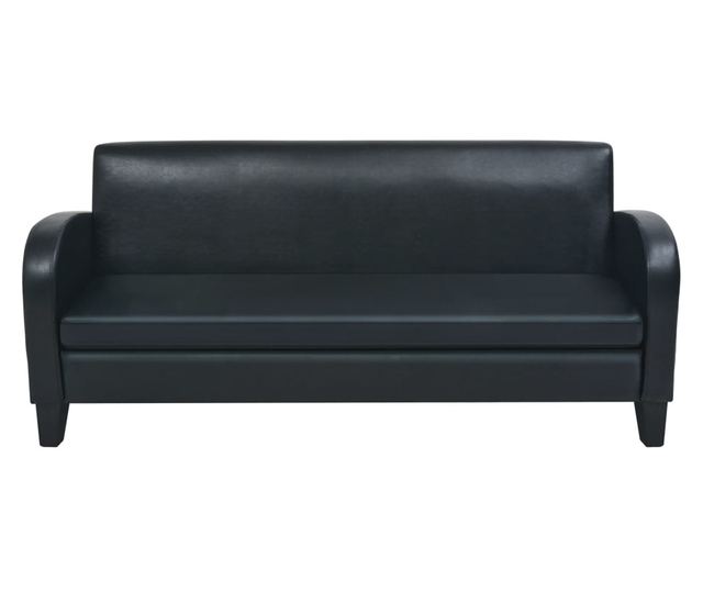 3-местен диван, черен, изкуствена кожа