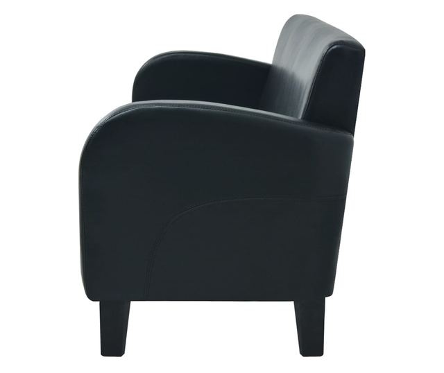 3-местен диван, черен, изкуствена кожа