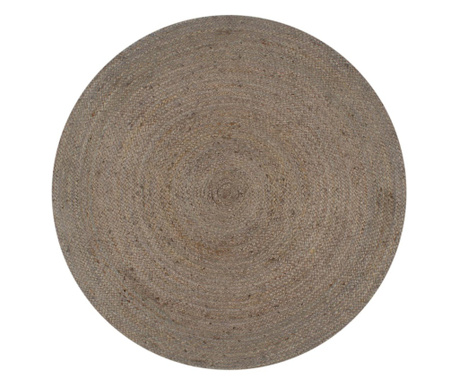 Ръчен килим, сив, 90 см, юта, кръгъл