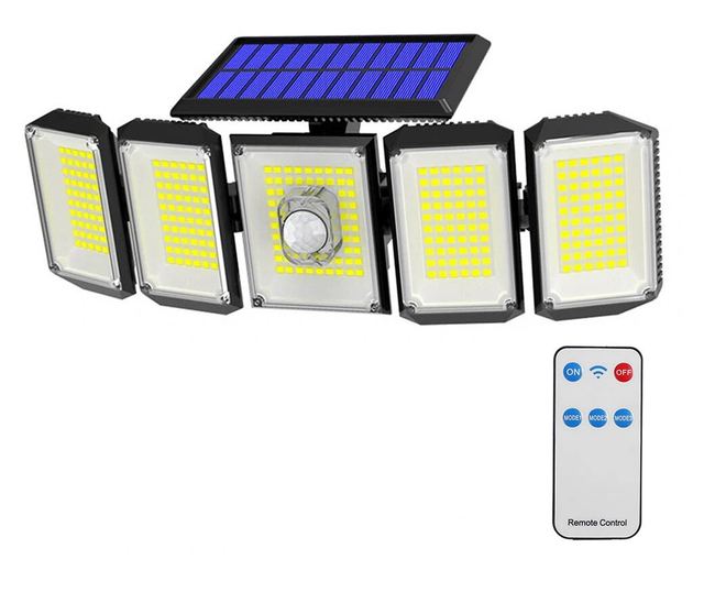 Lampa solara rotativa cu 5 panouri, 300 LED