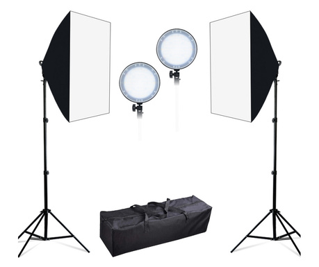 Kit Lumina Continua ,LED softbox studio foto-video, 45w/ 5500K, Geanta Transport, Set Profesional pentru Sedinta Foto