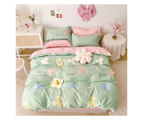SET LENJERIE DE PAT DUBLU, 6 PIESE, CU ELASTIC, BUMBAC FINET, MULTICOLOR, CASA DE VIS ONLINE, T-244