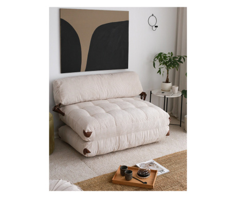 Canapea-canapea cu 2 locuri, pliabila - alb