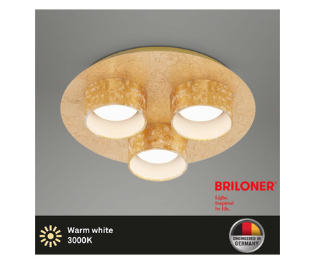 Lustra LED integrat Briloner Leuchen, 15W, 1200 lumeni, lumina calda (3000K), 32x7.6cm, Auriu