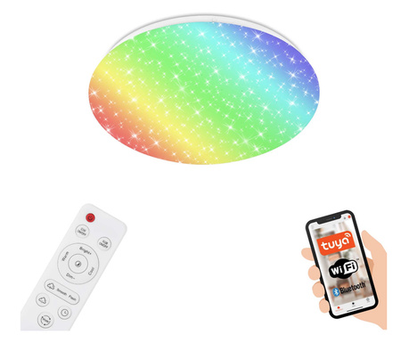 Plafoniera LED RGB inteligenta Briloner, Wi-Fi, telecomanda, dimabil, lumina alba si colorata, IP44, compatibil Amazon Alexa si