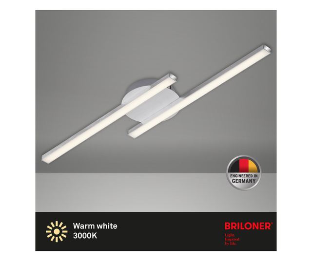 Lustra LED integrat Briloner Leuchen, 12W, 1200 lumeni, lumina Calda 3000K, RA>80, Culoare Argintiu