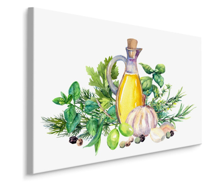 Tablou pentru sufragerie condimente ierburi ulei fructe Canvas, Decoratiuni Moderne pentru C  70x50