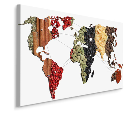 Tablou pentru sufragerie harta lumii din condimente Canvas, Decoratiuni Moderne pentru Casa