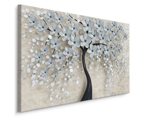 Tablou Living Arbore abstract intunecat, flori 3d pentru Living, Creative Decor, Abstract Mo
