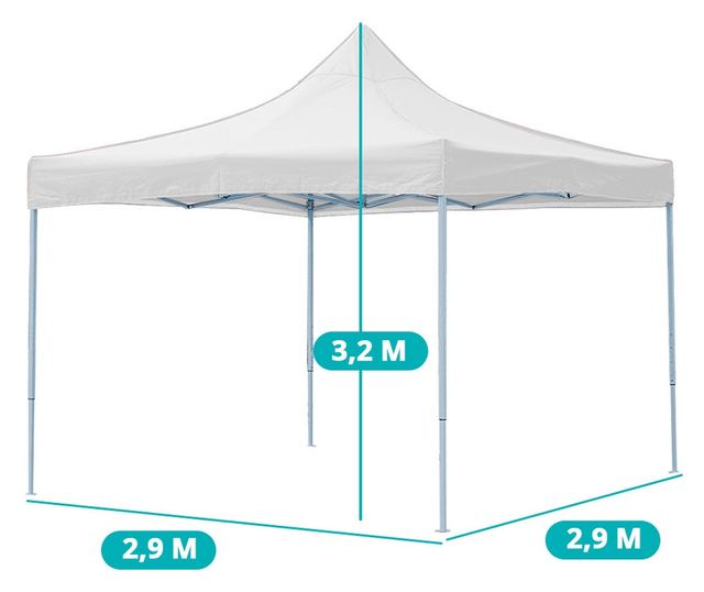 Összecsukható Kerti pavilon, 2,9x2,9 m, fehér