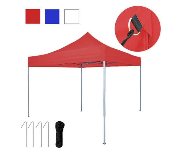 Összecsukható Kerti pavilon, 2,9x2,9 m, fehér