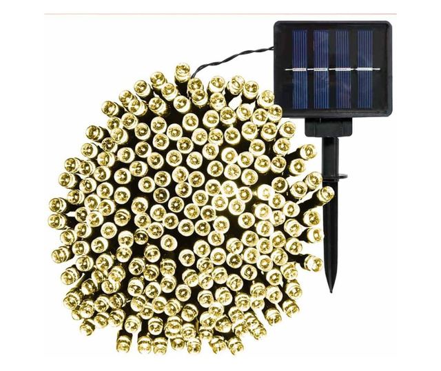 Ghirlanda luminoasa solara pentru gradina cu 100 LED, 20 m - Alb cald