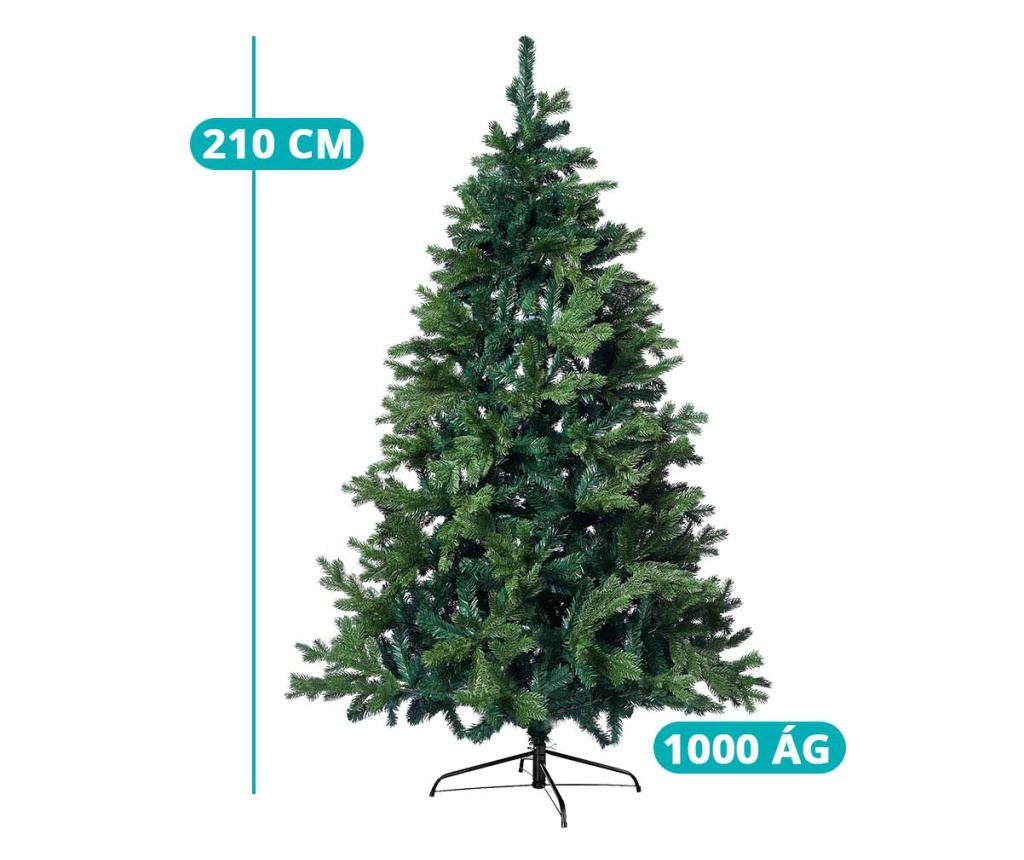 Brad artificial 3D cu suport metalic, 210 cm - 2