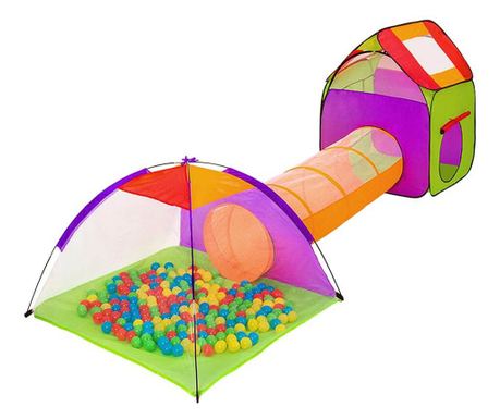 Stan a hrací domeček s tunelem, 200 ks míčků jako dárek