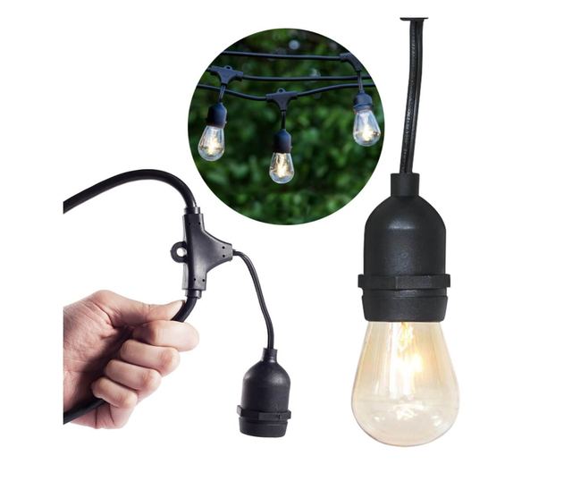 Ghirlanda luminoasa decorativa impermeabila, cu 15 becuri LED soclu E27, 14,6 m - Alb cald