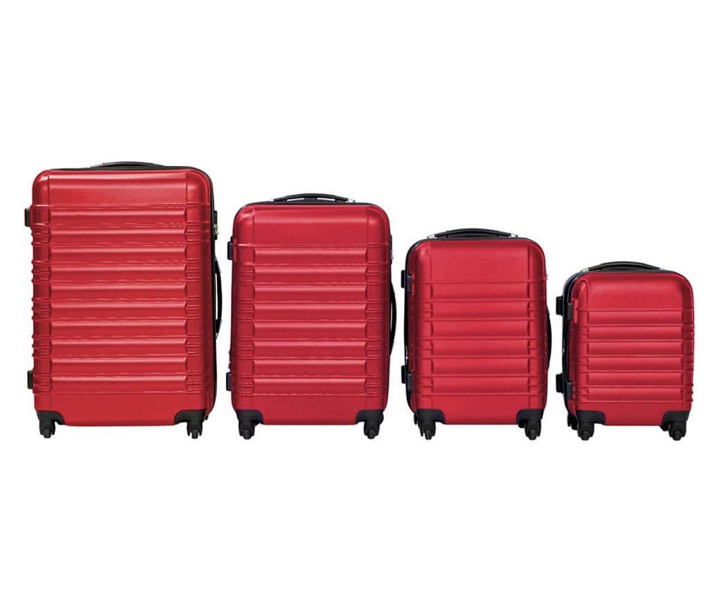 4 kusová sada pevnostěnných kufrů, červená - 2