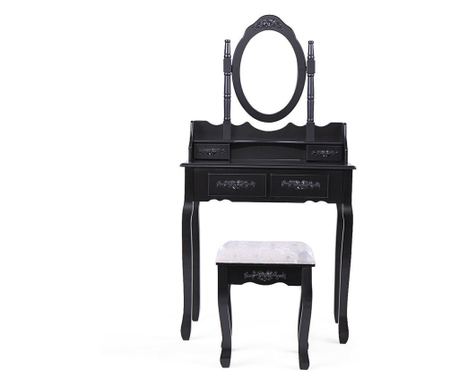 Toaletní stolek s taburetkou, rome, černý