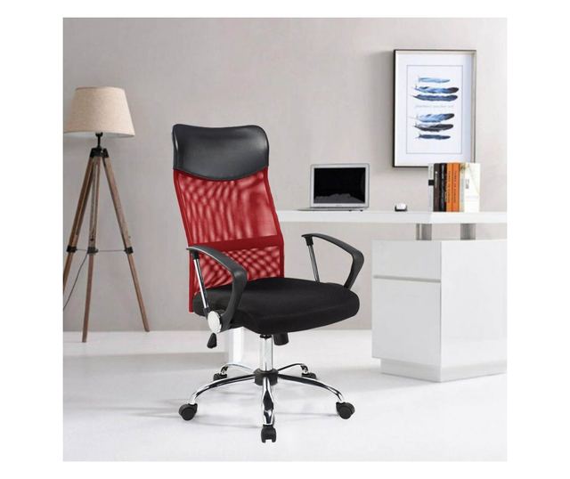 Ergonomická kancelářská židle s vysokou opěrkou, 3 různé barvy,červená
