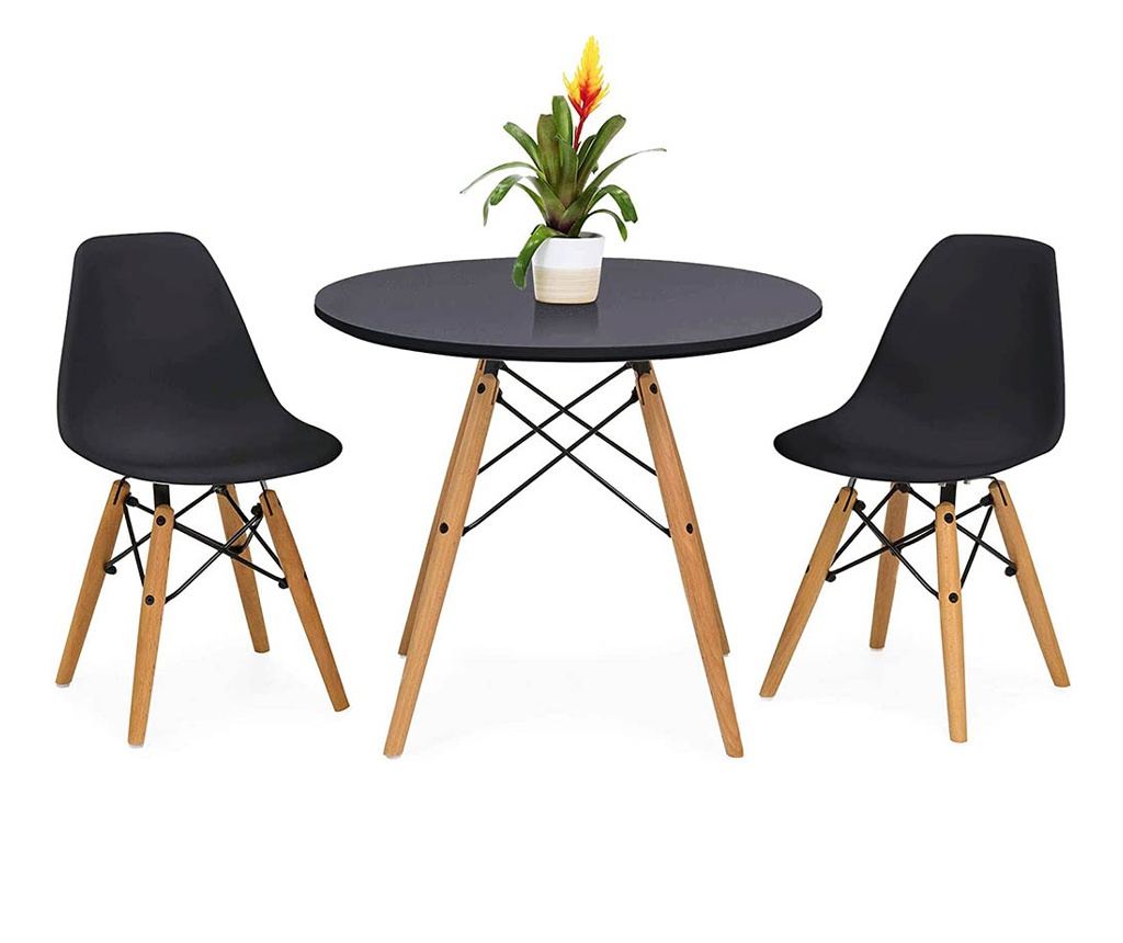 4 buc scaune moderne cu masa pentru bucatarie - Negru Gospodarie 67x51 cm - 2
