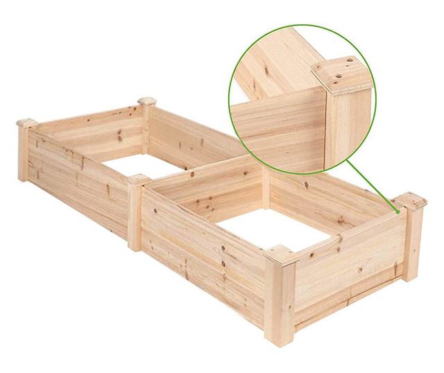 Lada din lemn pentru rasaduri cu 2 compartimente