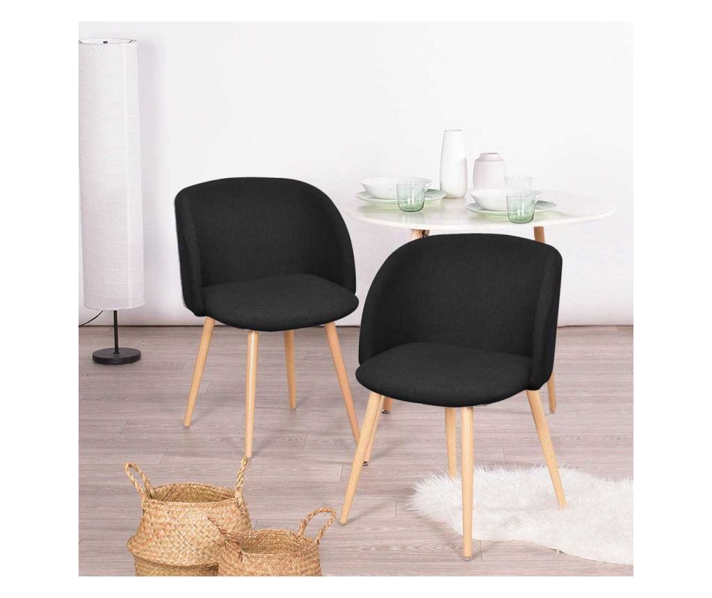 Scaun tapitat Betti, 2 buc - negru - 5