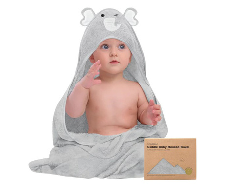 Бебешка Хавлия с качулка От Органичен Бамбук Слонче KeaBabies