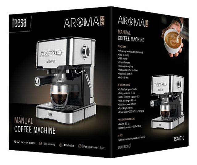 Espressor Manual 15 Bar, Rezervor 1.5 L, 850 W, Argintiu