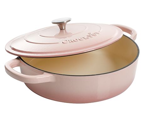 Vas cuptor, capac, fonta emailata, 4.7L, rotund, roz pudra Crock-Pot