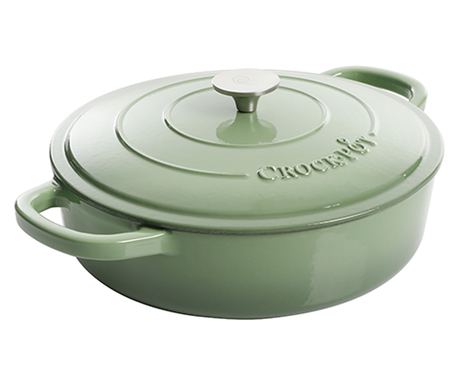 Vas cuptor, capac, fonta emailata, 4.7L, rotund, verde fistic Crock-Pot