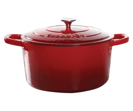 Vas cuptor, capac, fonta emailata, 6.6L, rotund, rosu Crock-Pot