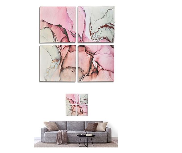 Комплект от 4 снимки Пластно Розов Мрамор 35 x 7 x 35 cm (6 броя)