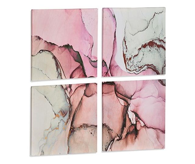 Комплект от 4 снимки Пластно Розов Мрамор 35 x 7 x 35 cm (6 броя)