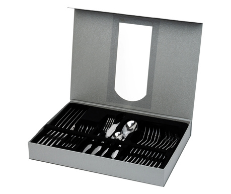 Set 24 tacamuri, stainless stell, pentru 6 persoane, RAWI 24C, crom