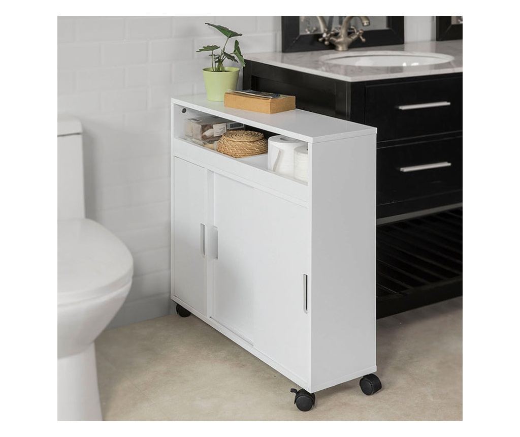 SoBuy cutie pentru hârtie igienică, dulap de toaletă, dulap îngust pentru baie BZR02-W - 3