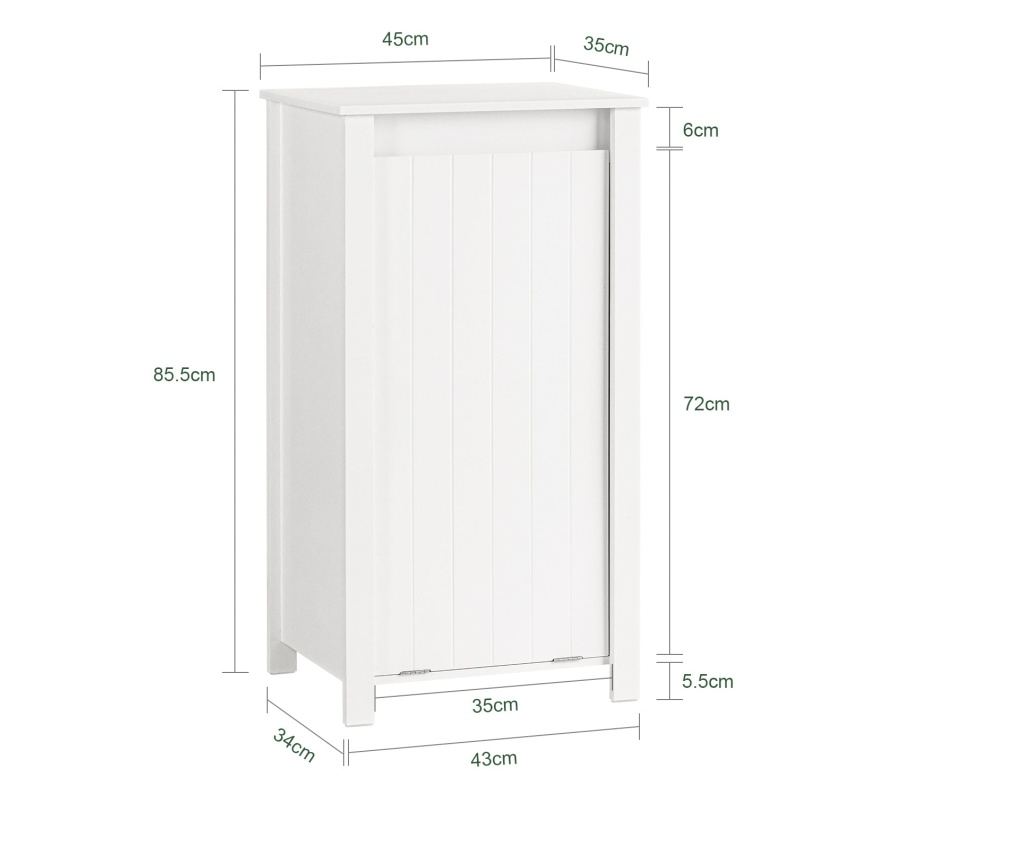 SoBuy Kopalniška omarica za perilo Omarica za perilo z zložljivo vrečko za perilo Bela 45x35x85,5cm BZR100-W - 2