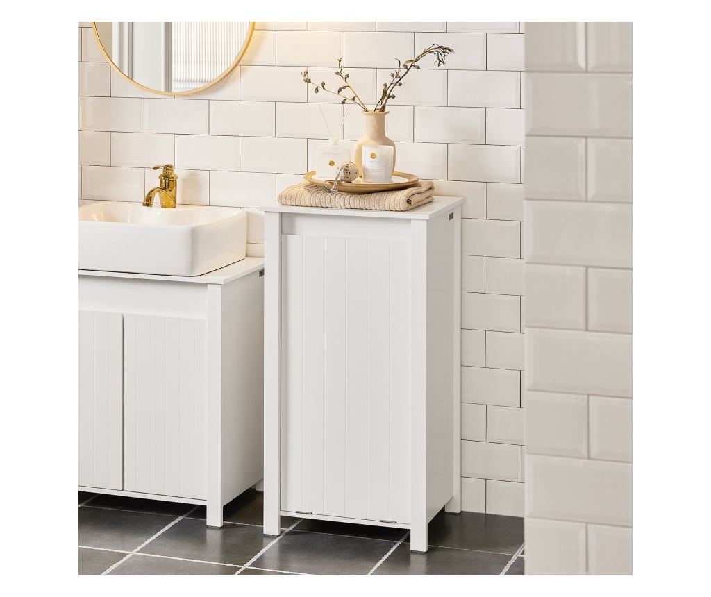 SoBuy Kopalniška omarica za perilo Omarica za perilo z zložljivo vrečko za perilo Bela 45x35x85,5cm BZR100-W - 3