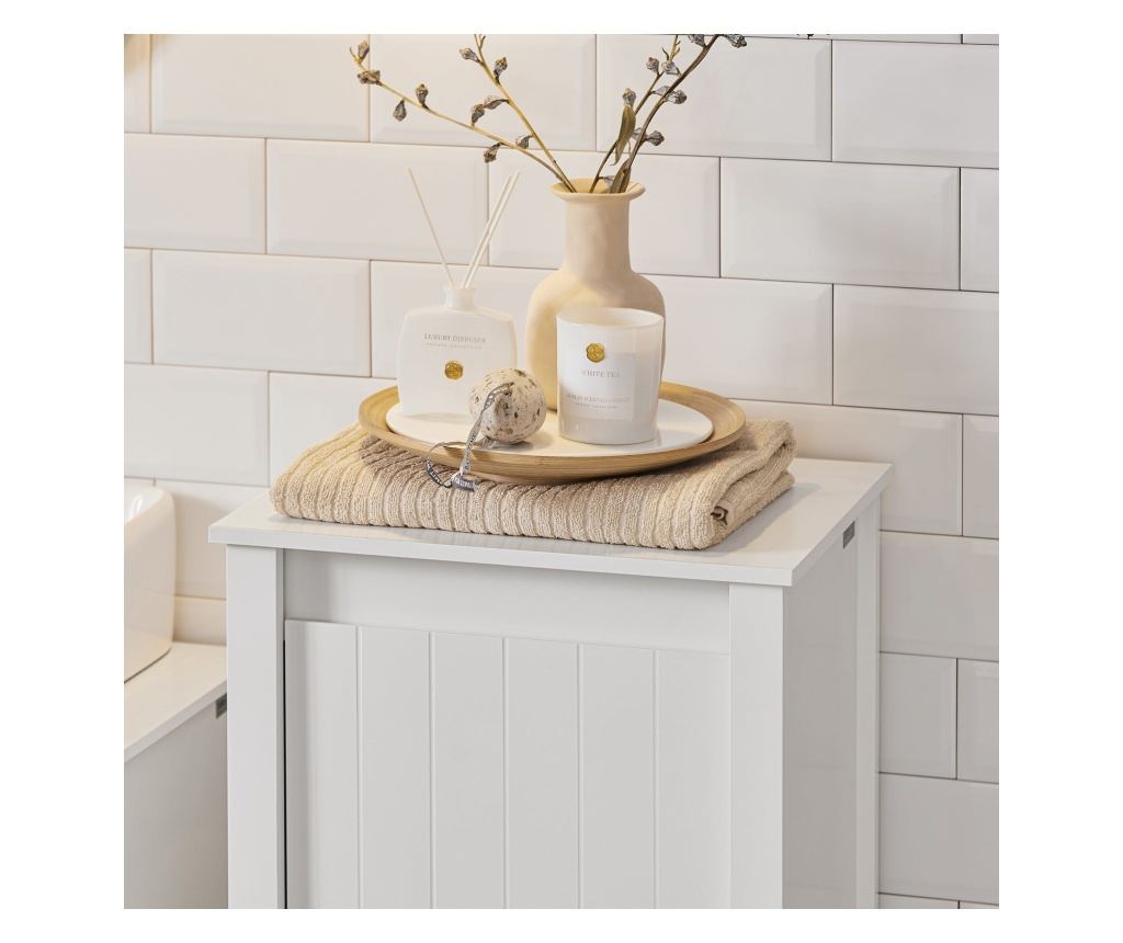 SoBuy Kopalniška omarica za perilo Omarica za perilo z zložljivo vrečko za perilo Bela 45x35x85,5cm BZR100-W - 6