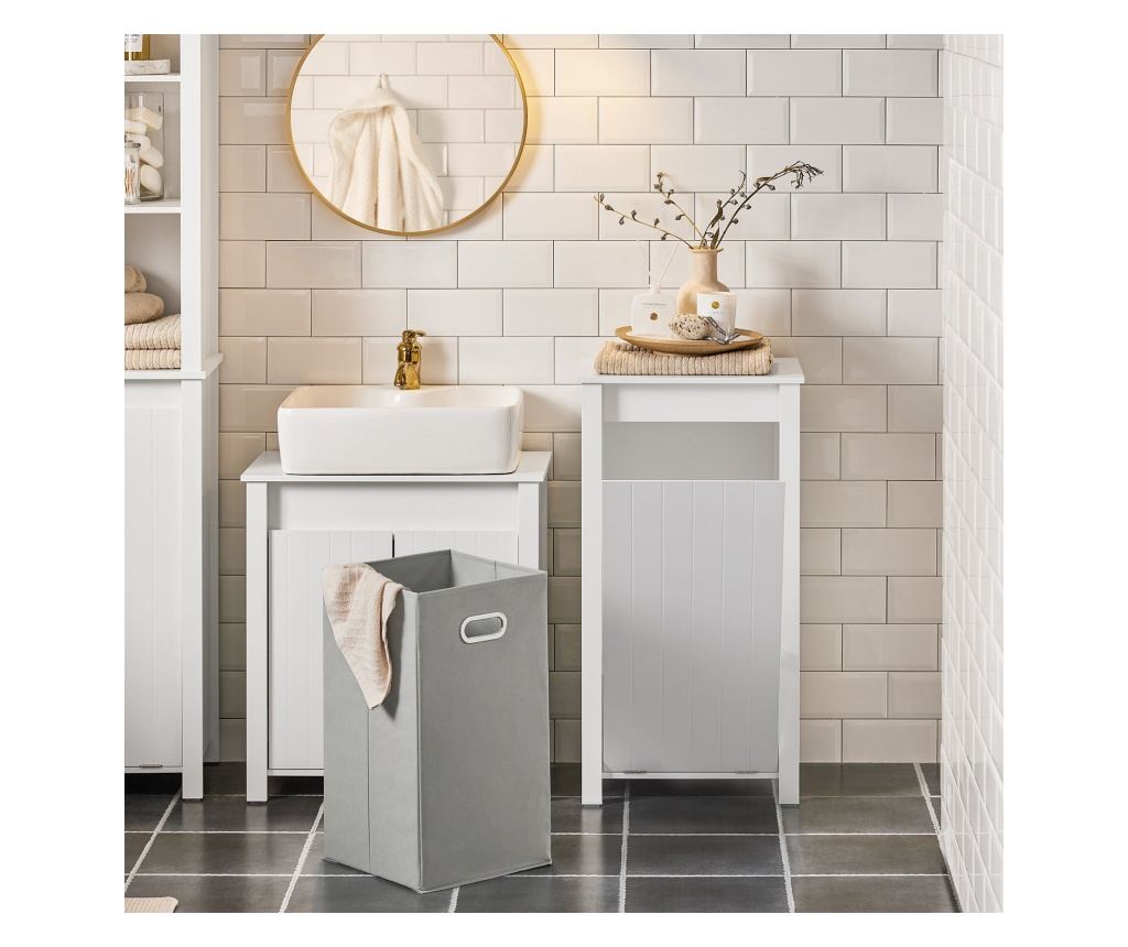 SoBuy Kopalniška omarica za perilo Omarica za perilo z zložljivo vrečko za perilo Bela 45x35x85,5cm BZR100-W - 9