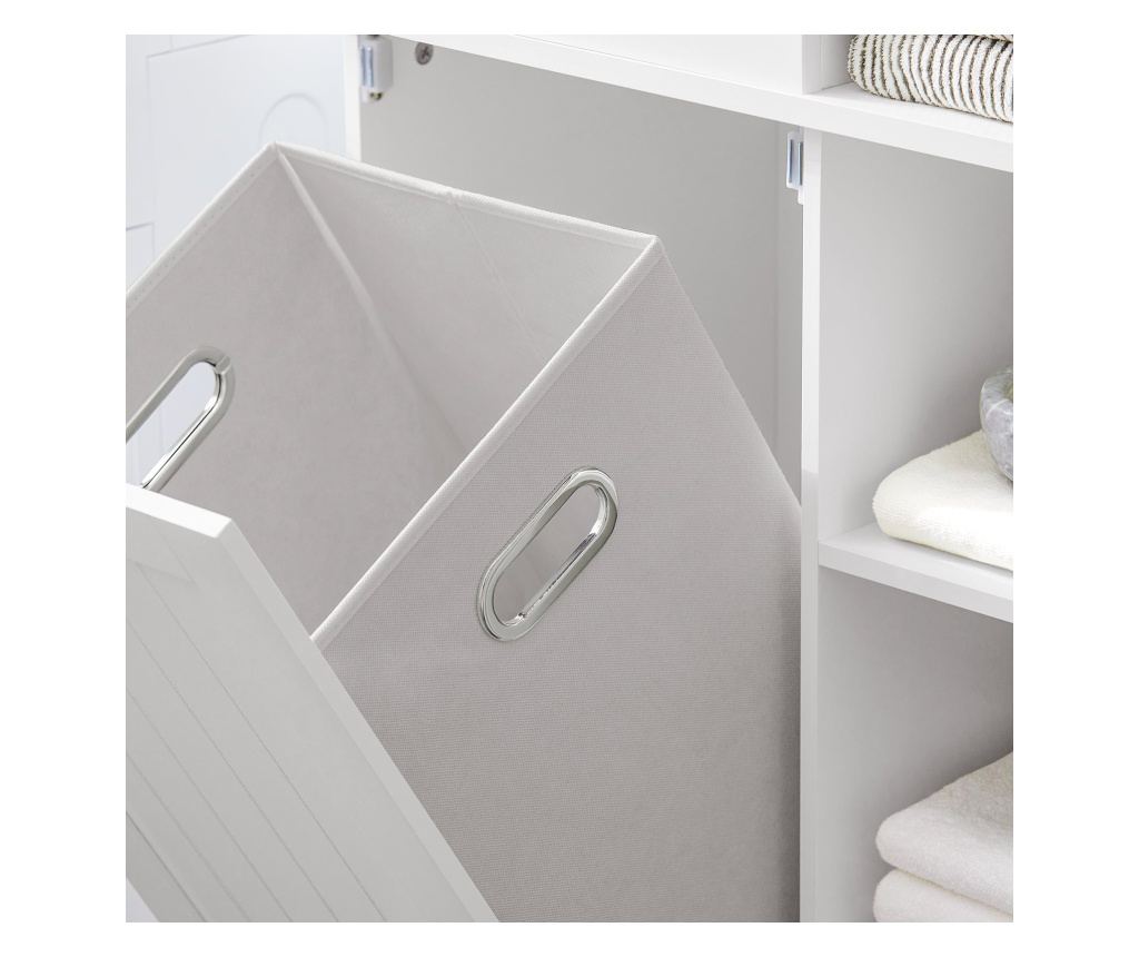 SoBuy Visoka omarica z odprto košaro za perilo Talna omarica Kopalniška omarica Bela 60x37x171cm BZR104-W - 7