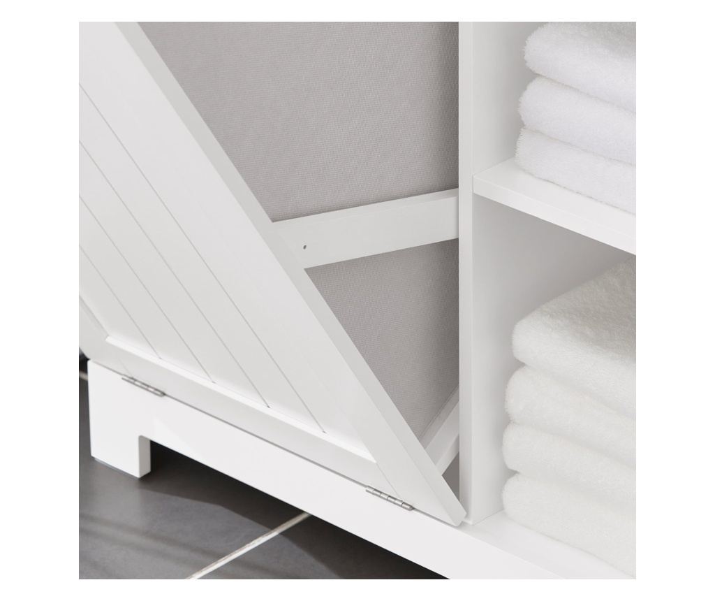 SoBuy Visoka omarica z odprto košaro za perilo Talna omarica Kopalniška omarica Bela 60x37x171cm BZR104-W - 8