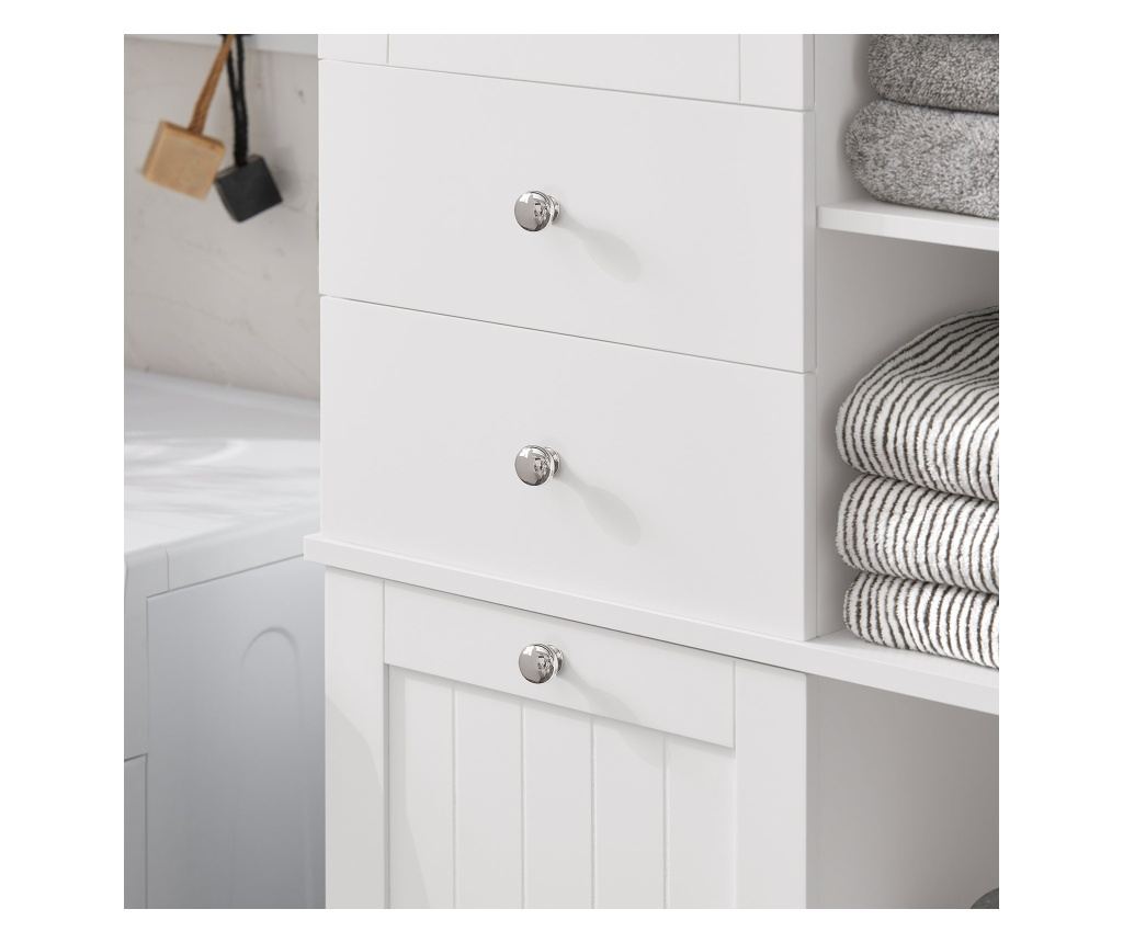 SoBuy Visoka omarica z odprto košaro za perilo Talna omarica Kopalniška omarica Bela 60x37x171cm BZR104-W - 10