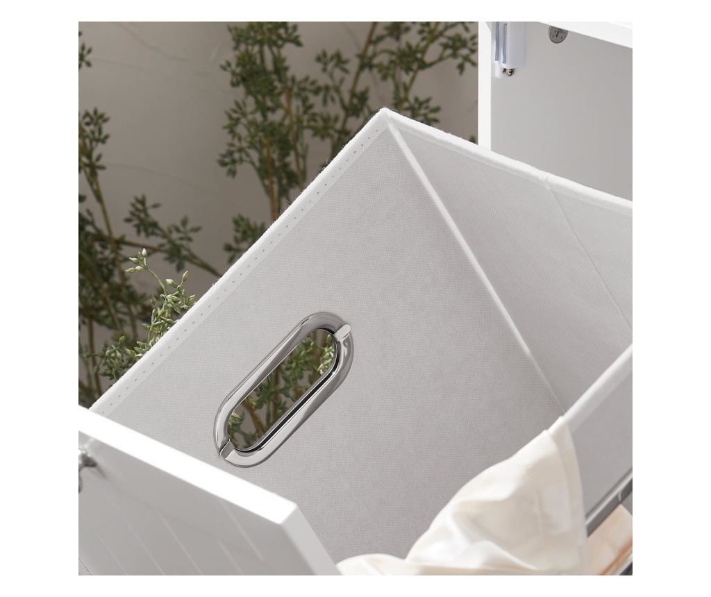 SoBuy Kopalniška omarica za perilo s košaro Kopalniška omarica z držalom za perilo Bela 60x37x86cm BZR105-W - 9