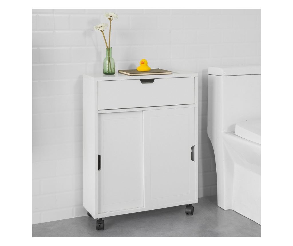 SoBuy cutie pentru hârtie igienică, dulap de toaletă, dulap îngust pentru baie BZR31-W - 3
